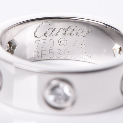 Cartier 18K White Gold 3 Diamond 5.5mm LOVE Ring 46 3.75 3 of 4