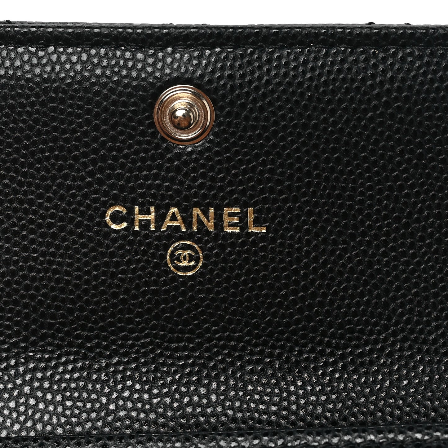 Caviar Quilted Crystal CC Flap Card Holder Black