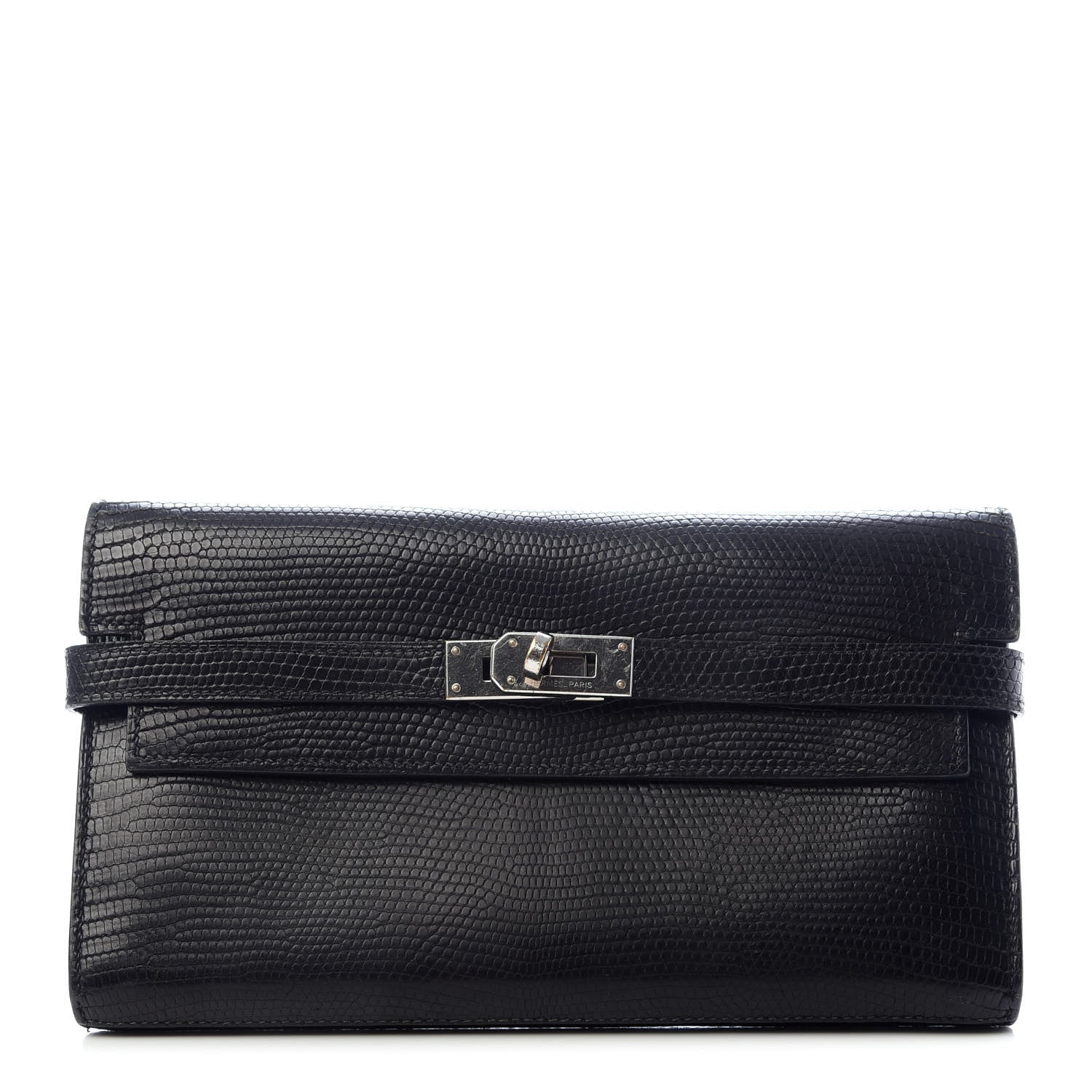 Hermes Lizard Kelly Longue Wallet Black 1 of 6