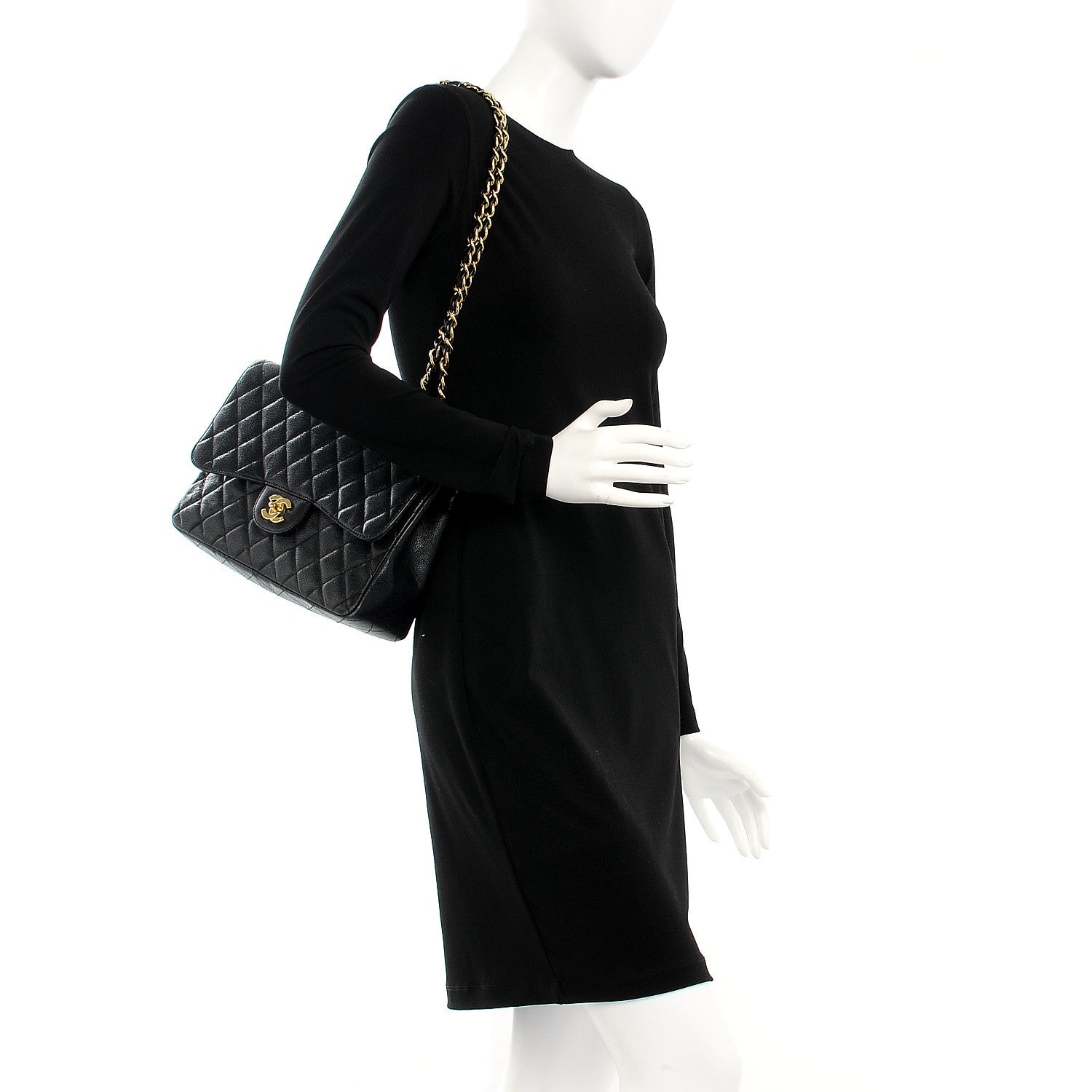 Chanel Caviar Quilted Jumbo Single Flap Black 2 of 12