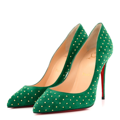 Christian Louboutin Suede Pigalle Follies Plume 100 Pumps 36.5 Canopee Antique Gold 4 of 8