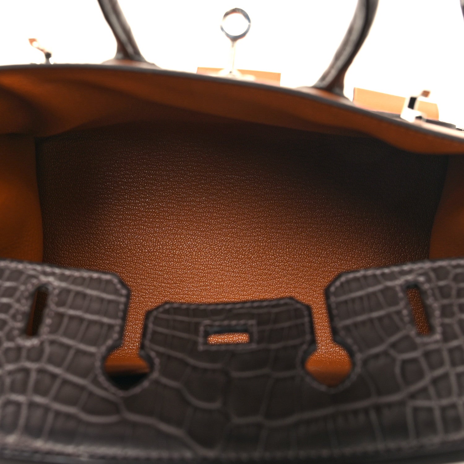 Hermes Madame Calfskin Matte Alligator Epsom Faubourg Day Birkin Sellier 20 Gold Ebene Orange 5 of 12