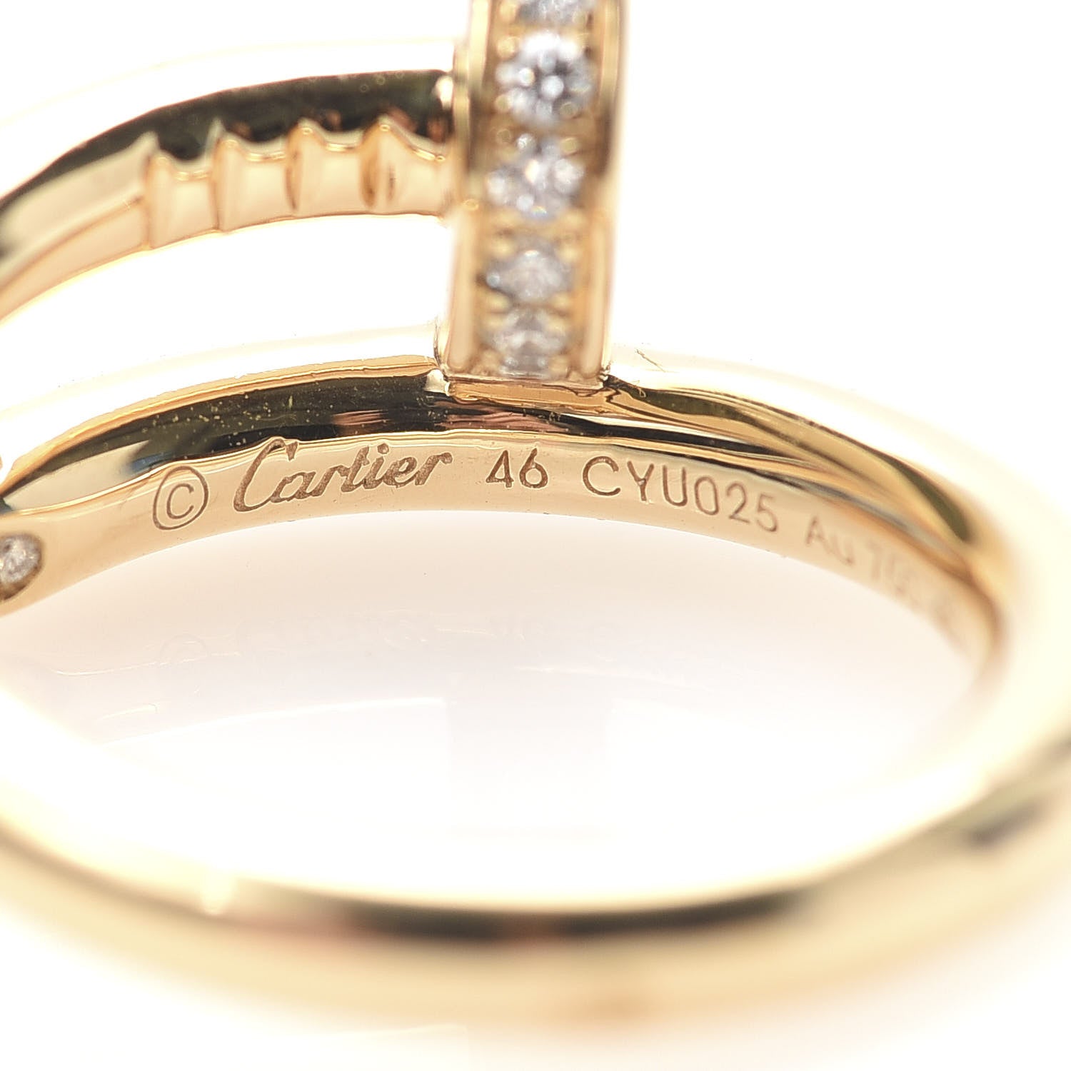 Cartier 18K Yellow Gold Diamond Juste Un Clou Ring 46 3.75 4 of 5