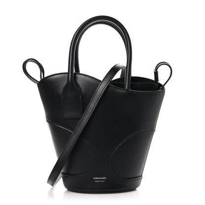 Salvatore Ferragamo Calfskin Cut Out Mini Tote Black 1 of 9
