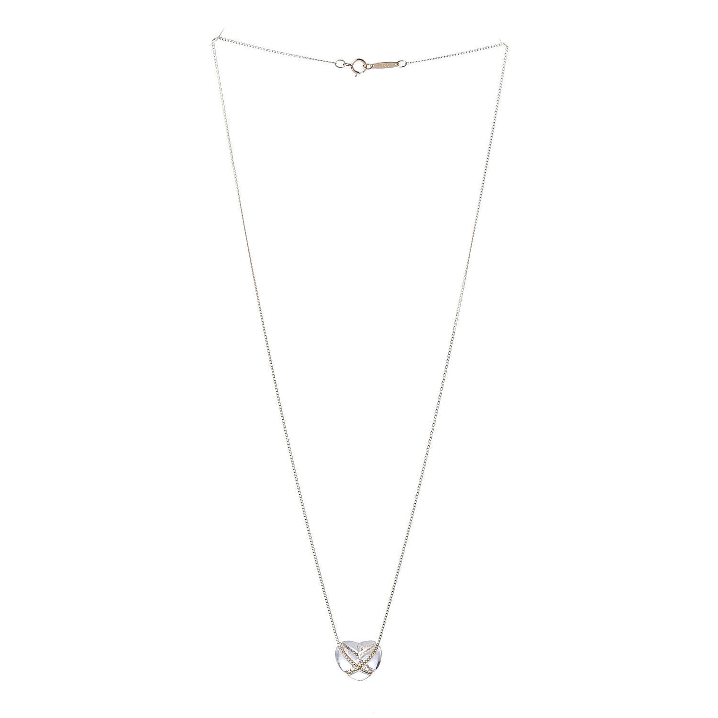 18K Yellow Gold Crystal Heart Pendant Necklace