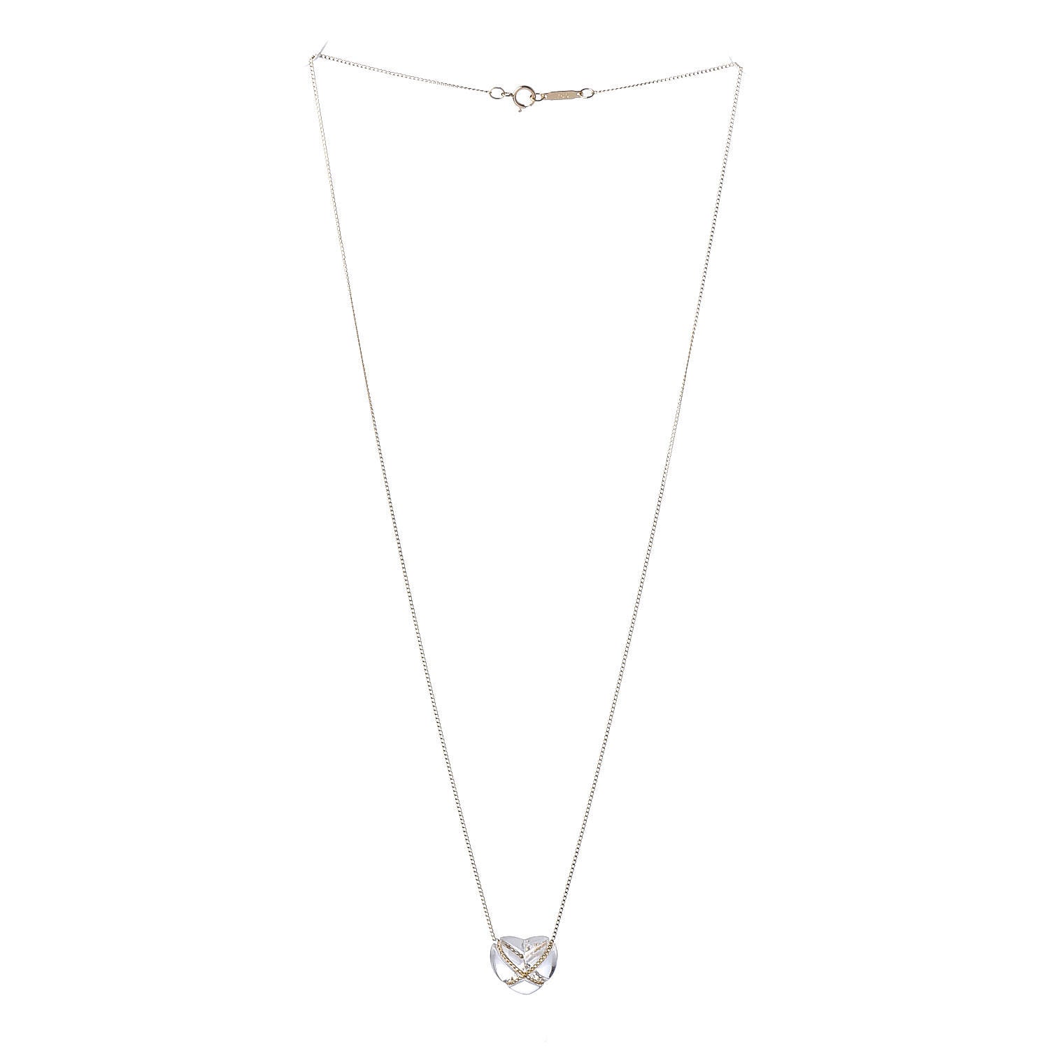 Tiffany 18K Yellow Gold Crystal Heart Pendant Necklace 3 of 7