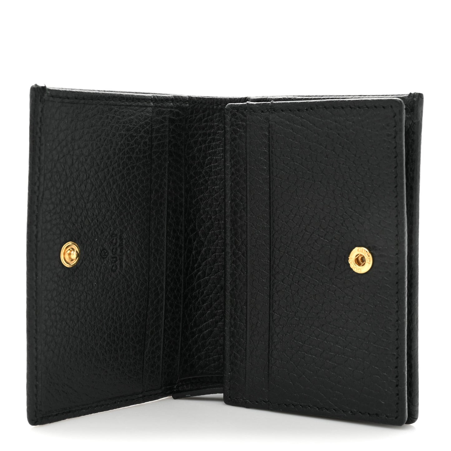 Pebbled Calfskin GG Marmont Card Case Black