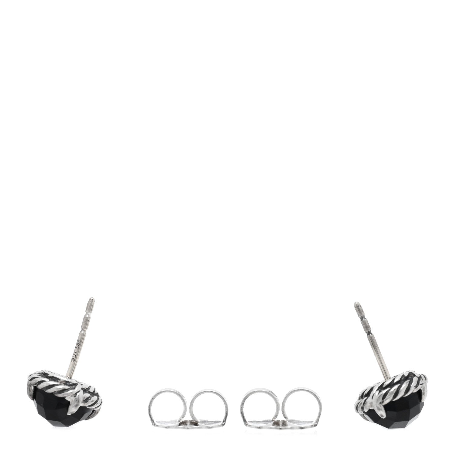 David Yurman Sterling Silver Black Onyx 8mm Chatelaine Earrings 3 of 4