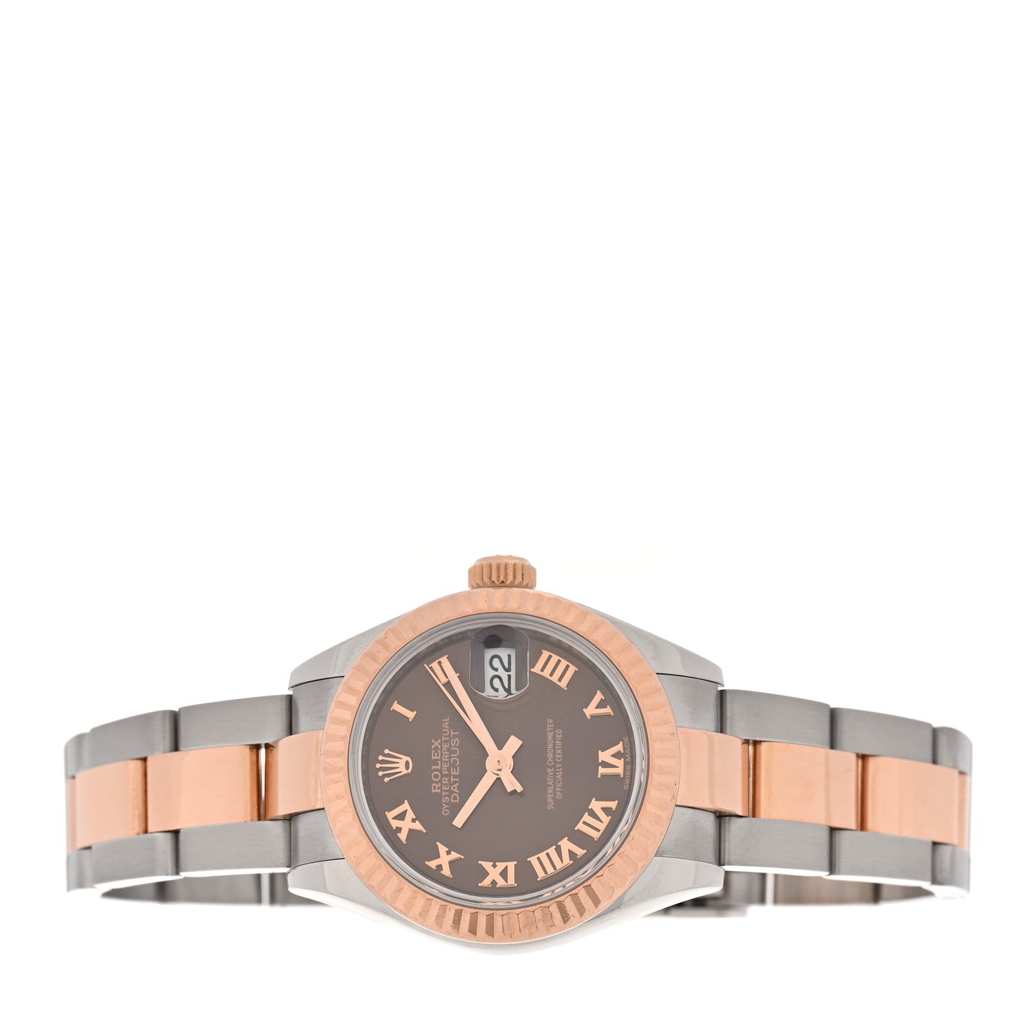 Rolex Stainless Steel 18K Everose Gold 28mm Oyster Perpetual Datejust Watch Chocolate Roman 279171 2 of 5