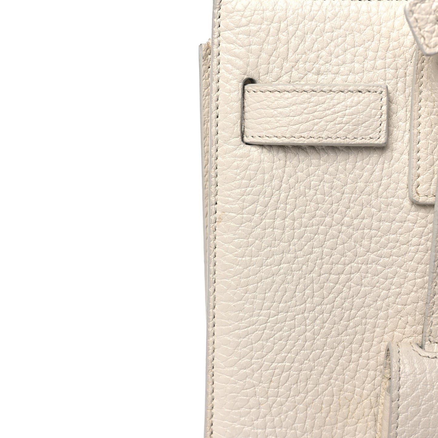 Grained Calfskin Nano Sac de Jour Dove White