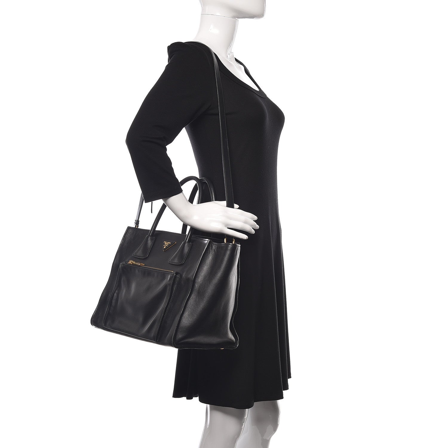 Prada Soft Calfskin Shopping Tote Black 2 of 12