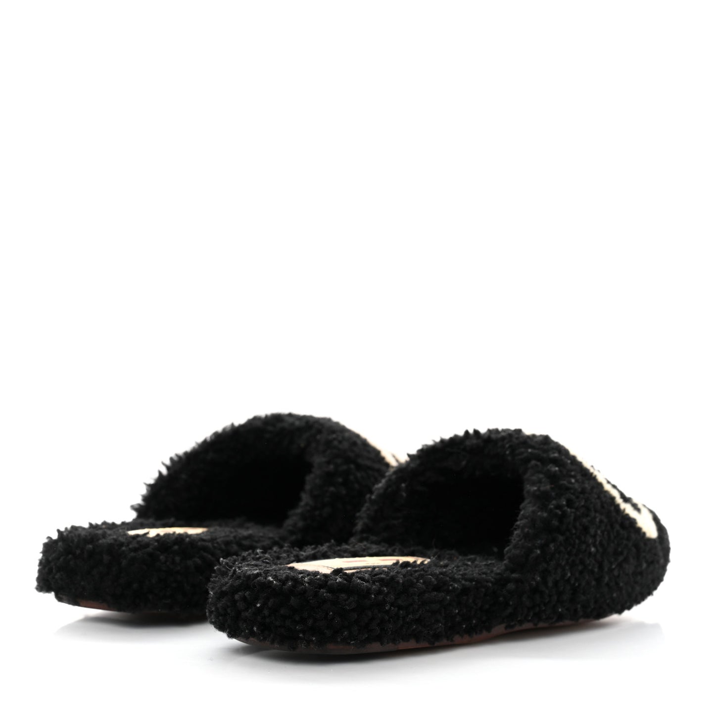 Shearling Interlocking G Womens Eileen Slippers 35 Black Butterscotch
