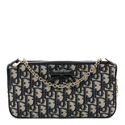 Christian Dior Oblique Bow Pouch With Chain Blue 1 of 11