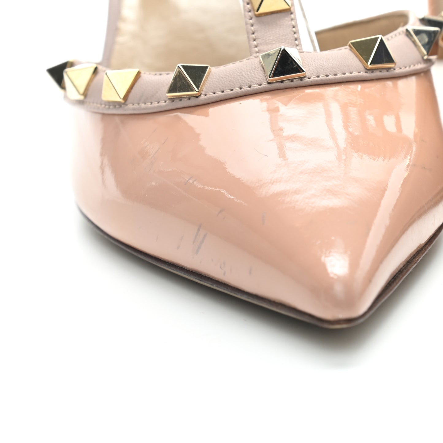 Patent Rockstud Ankle Strap 65mm Pumps 37.5 Skin Sorbet Poudre