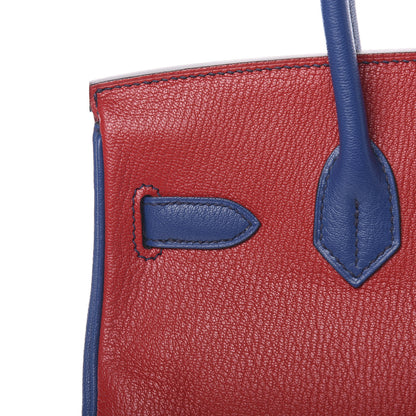 Hermes Chevre Mysore Horseshoe Birkin 30 Rouge Casaque Bleu Brighton 33 of 41
