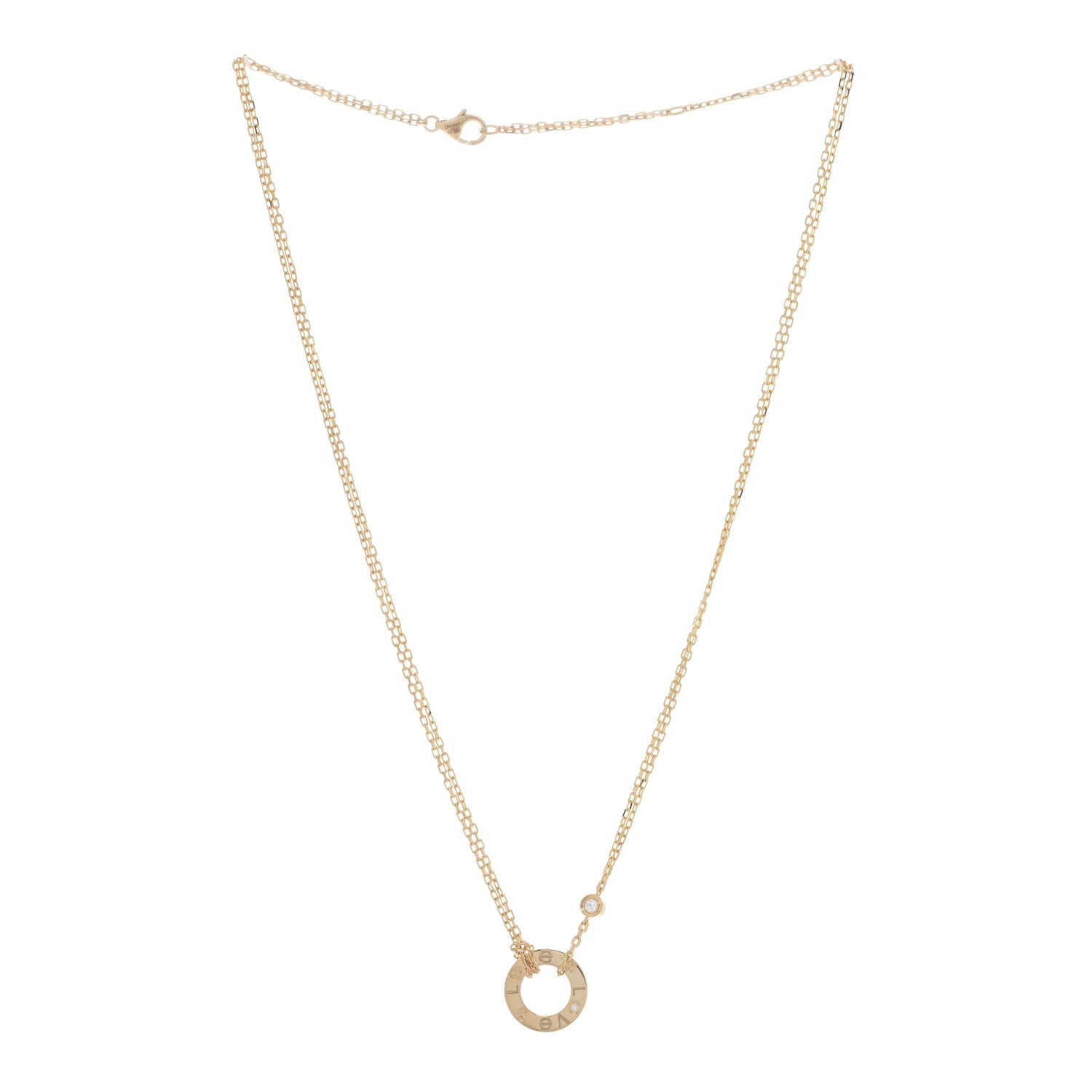 Cartier 18K Yellow Gold 2 Diamond LOVE Necklace 3 of 5