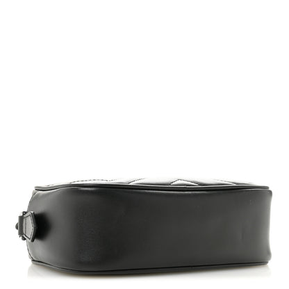 Gucci Calfskin Matelasse Monochrome Mini GG Marmont Chain Shoulder Bag Black 4 of 10