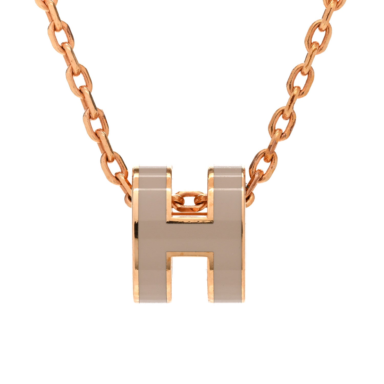 Hermes Lacquered Gold Mini Pop H Pendant Necklace Marron Glace 4 of 7