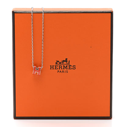 Hermes Lacquered Palladium Mini Pop H Pendant Necklace Orange 7 of 7