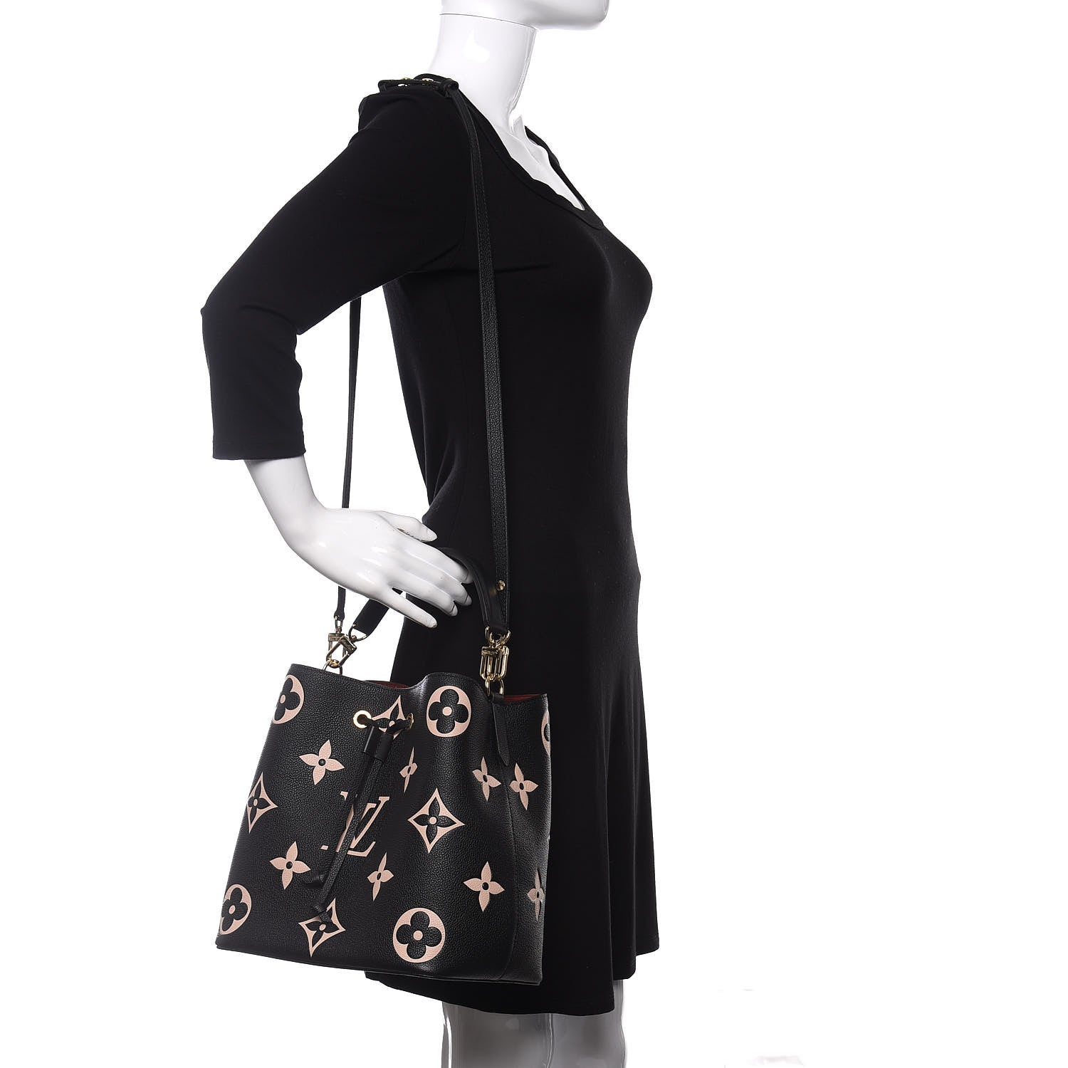 Louis Vuitton Empreinte Monogram Giant Neonoe MM Black Beige 2 of 9