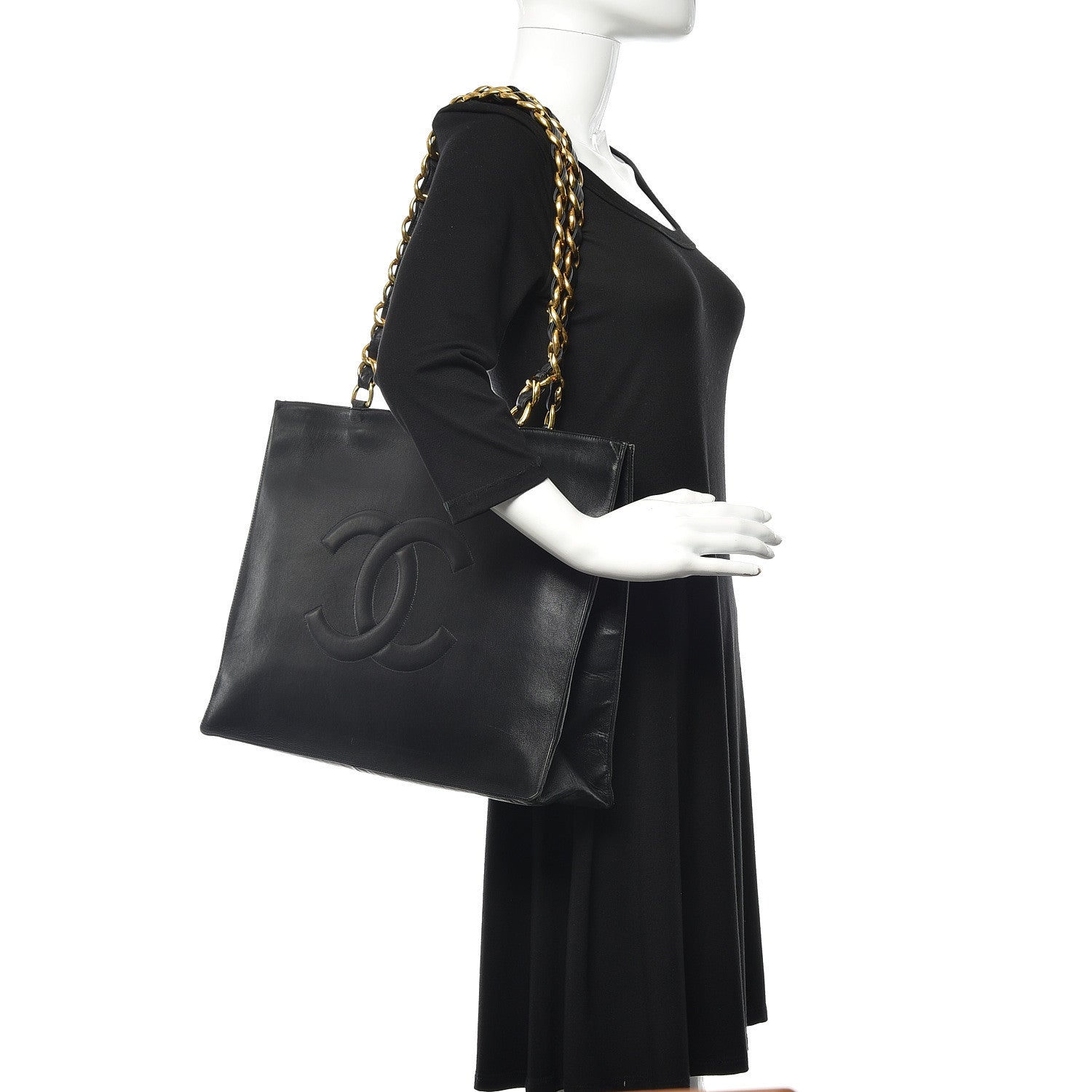 Chanel Lambskin CC Tote Black 2 of 15