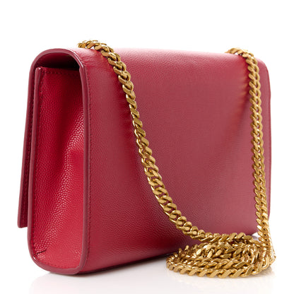 Saint Laurent Grain De Poudre Small Deconstructed Monogram Kate Satchel Red 3 of 13