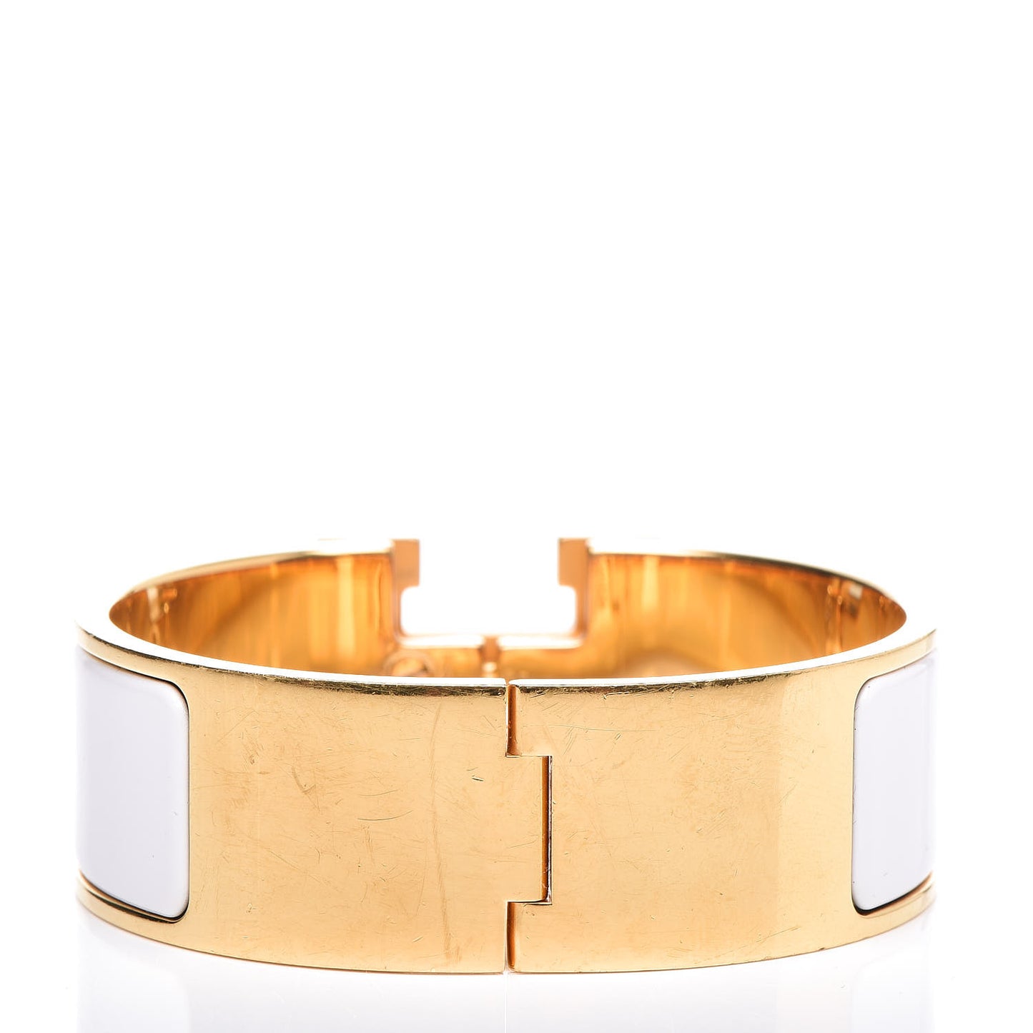 Enamel Wide Clic Clac H Bracelet PM White