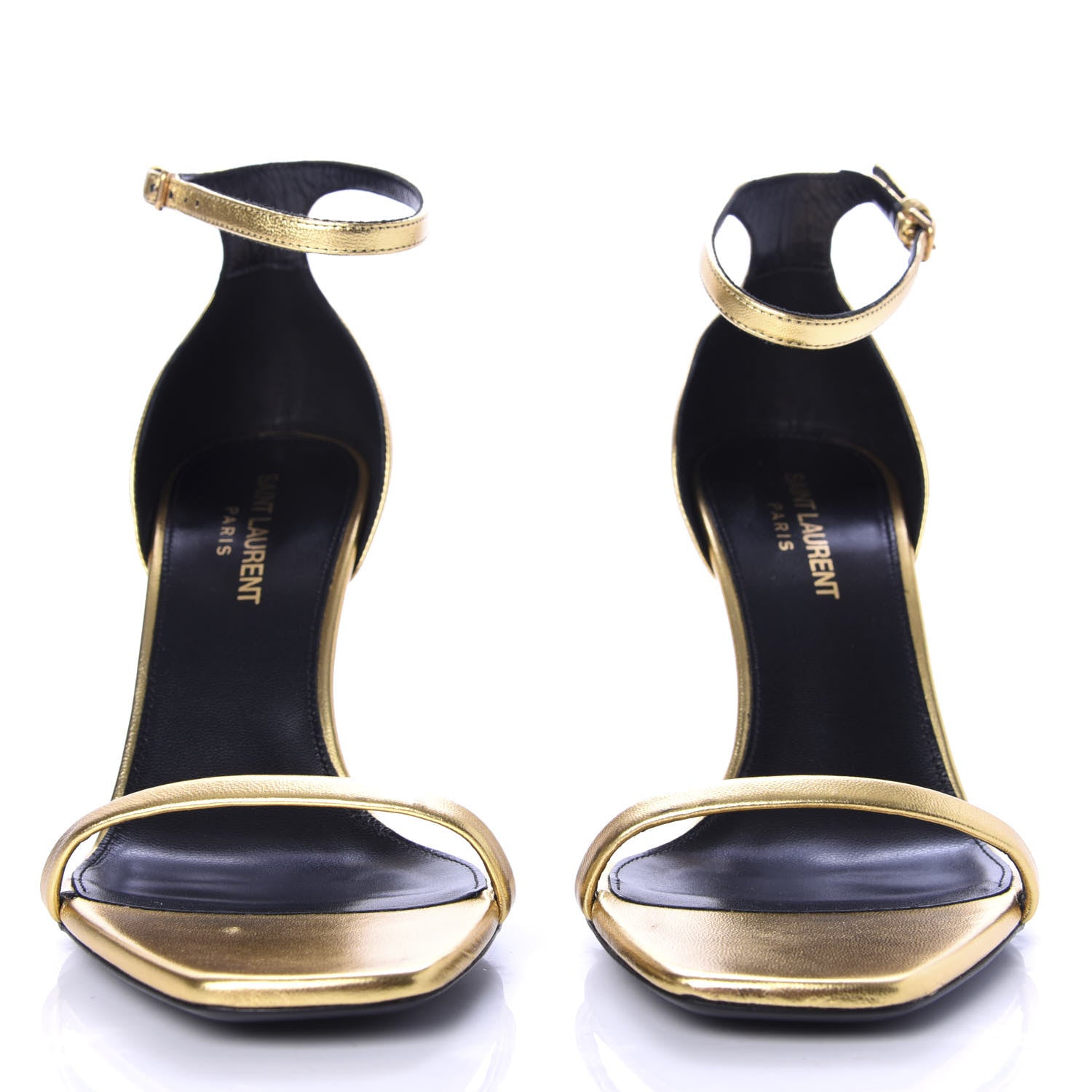 Saint Laurent Calfskin Opyum Sandals 37.5 Oro 2 of 9