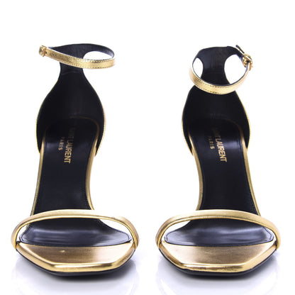 Saint Laurent Calfskin Opyum Sandals 37.5 Oro 2 of 9