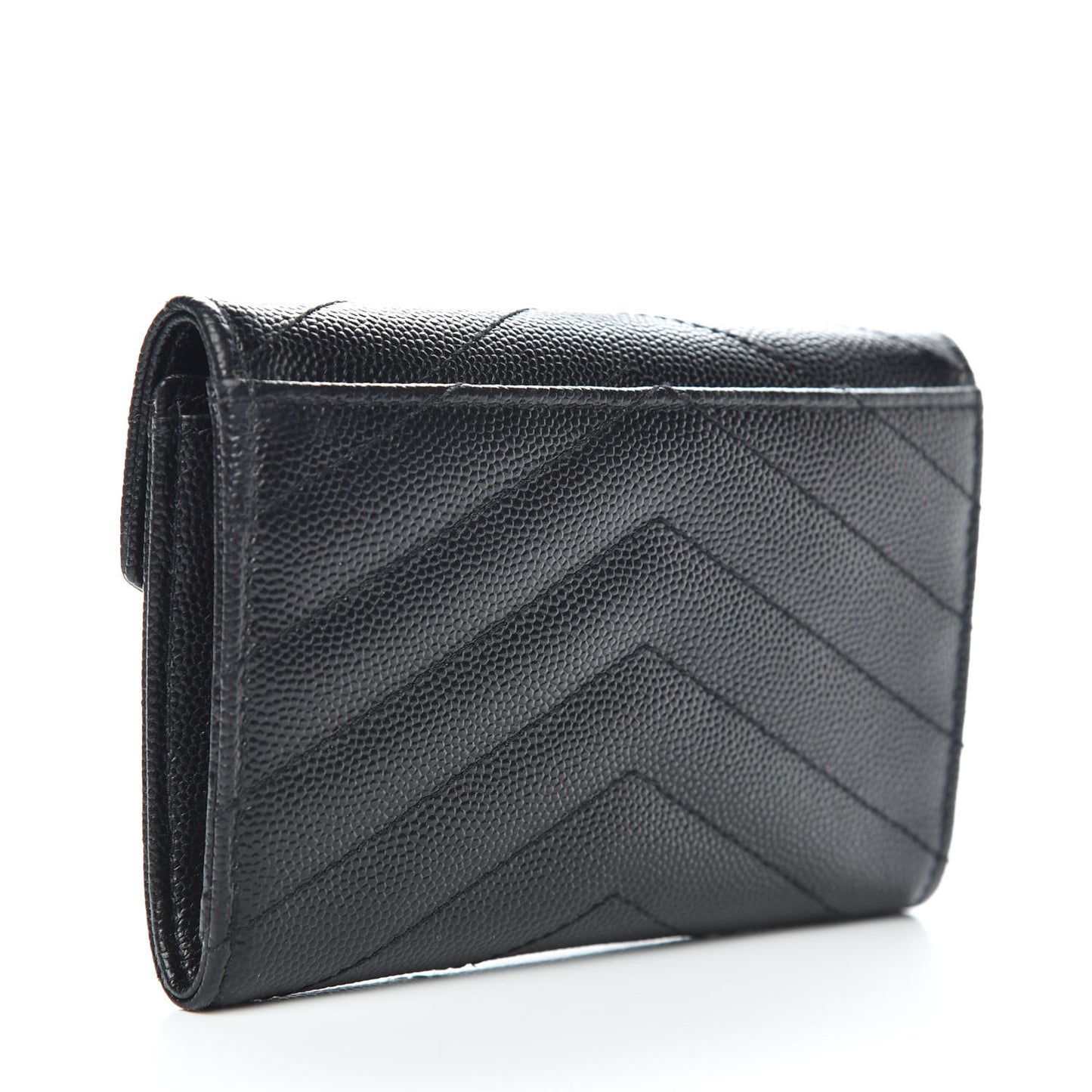 Grain De Poudre Matelasse Chevron Small Monogram Envelope Wallet Black