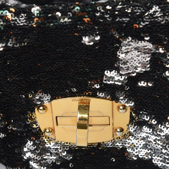 Paillettes Sequined East West Satchel Argento