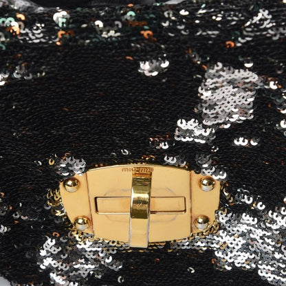 Miu Miu Paillettes Sequined East West Satchel Argento 9 of 10