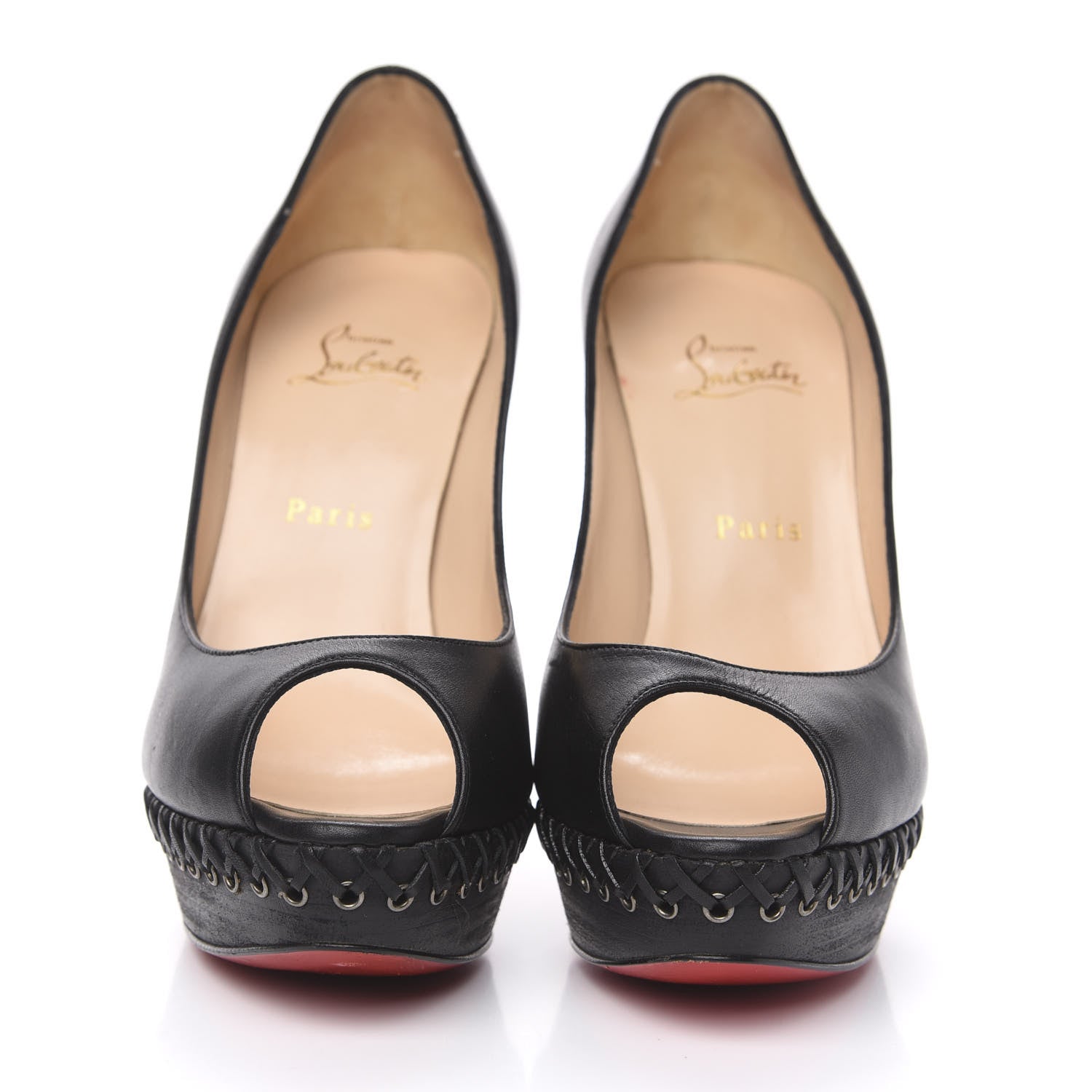 Christian Louboutin Calfskin Lady Indiana 140 Pumps 40.5 Black 2 of 11