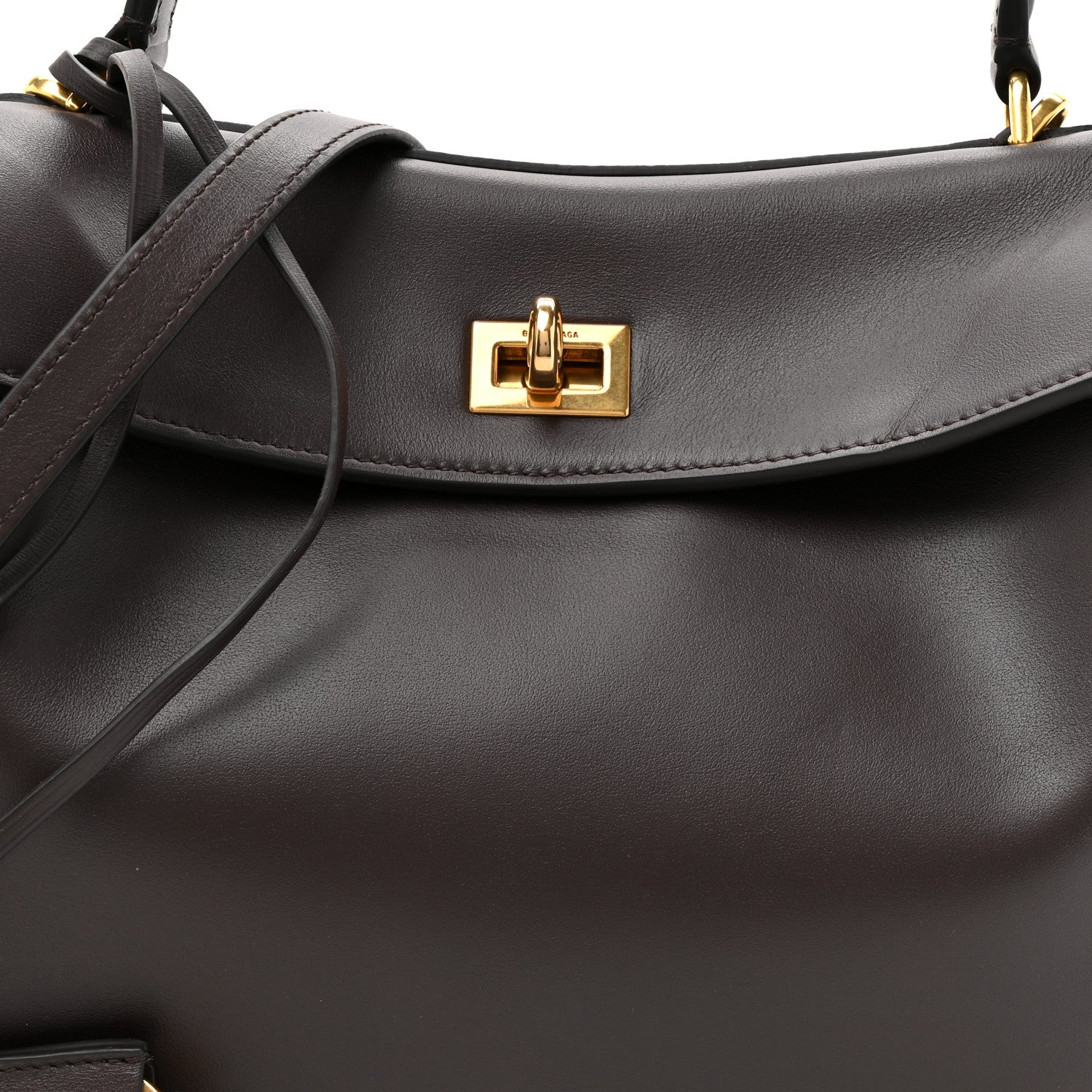 Balenciaga Natural Smooth Calfskin Small Rodeo Top Handle Handbag Espresso 8 of 10
