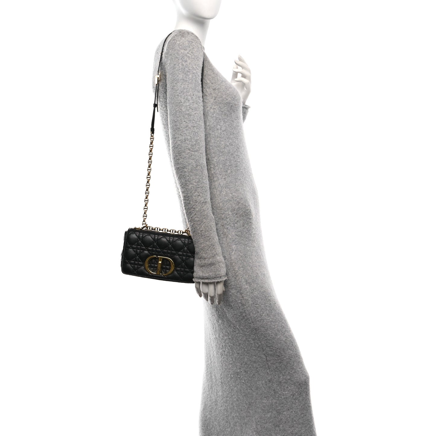 Calfskin Cannage Small Caro Bag Black