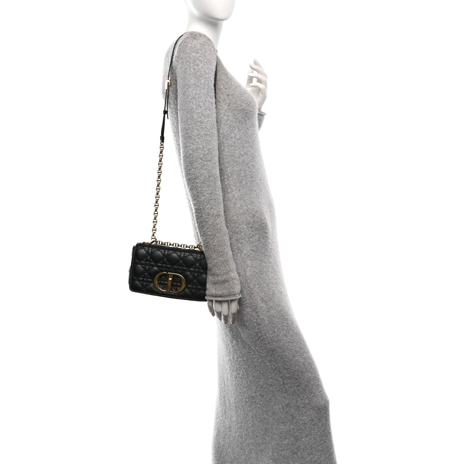 Christian Dior Calfskin Cannage Small Caro Bag Black 2 of 11