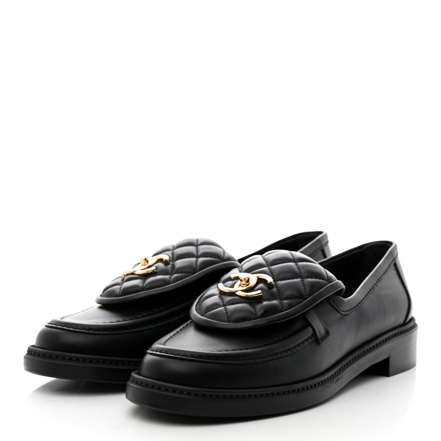 Lambskin Quilted CC Turnlock Loafers 40 Black