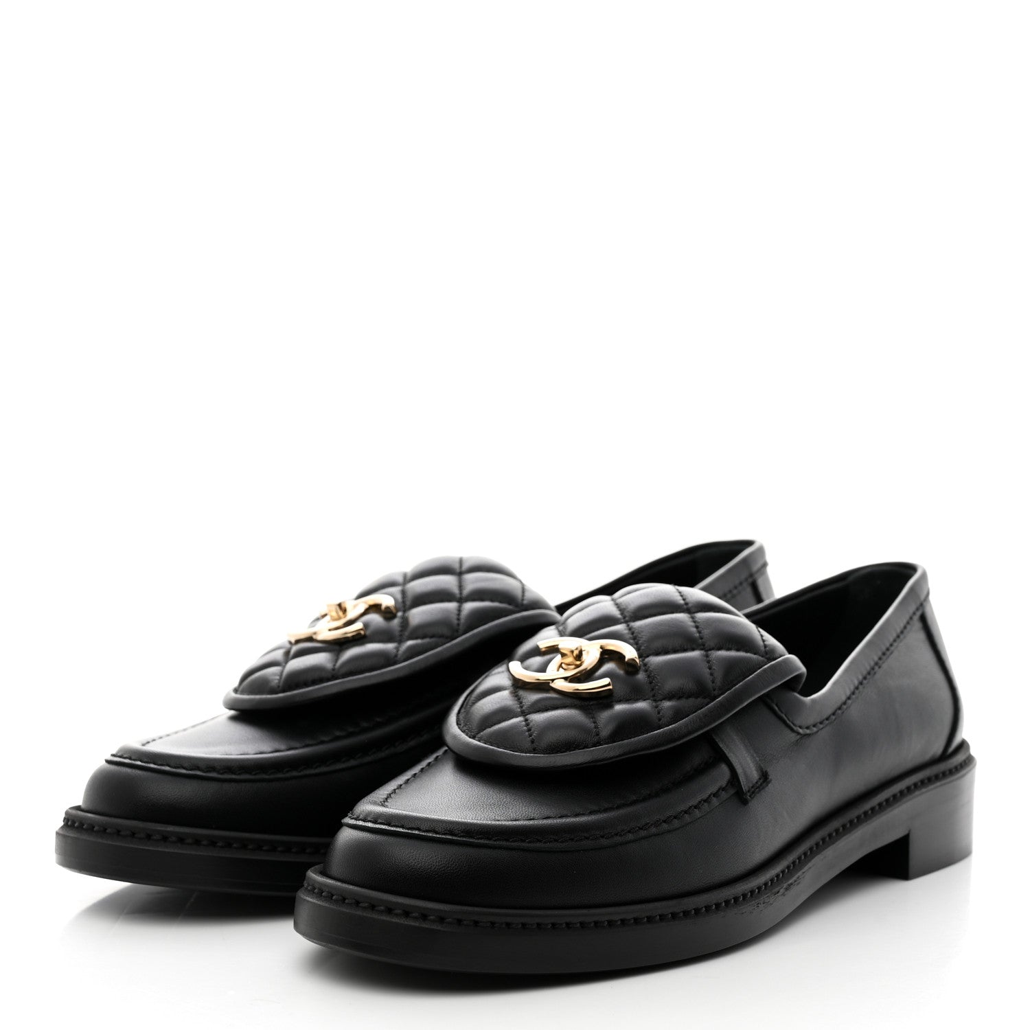 Chanel Lambskin Quilted CC Turnlock Loafers 40 Black 3 of 9