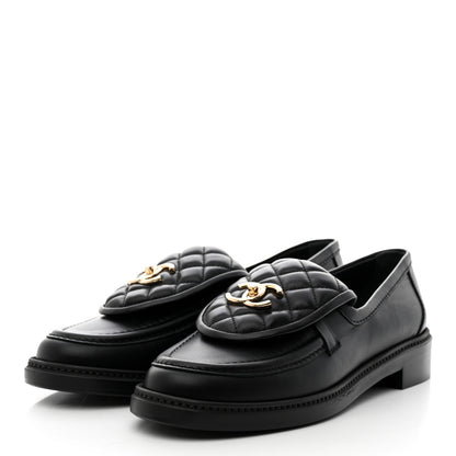 Chanel Lambskin Quilted CC Turnlock Loafers 40 Black 3 of 9