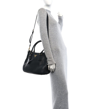 Prada Vitello Phenix Shoulder Bag Black 2 of 9