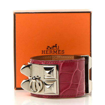 Hermes Shiny Alligator Collier De Chien CDC Bracelet S Fuchsia 6 of 6