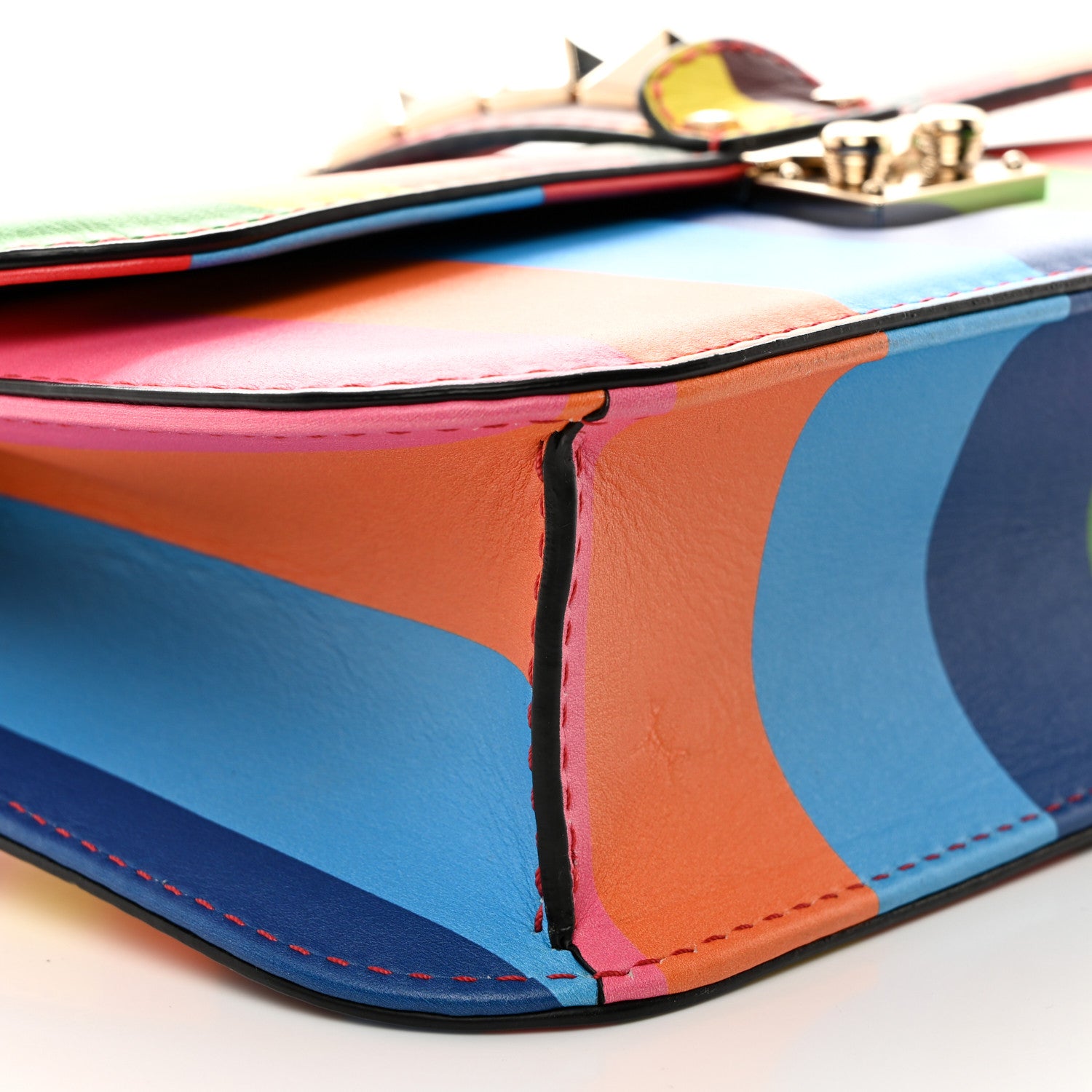 Valentino Garavani Vitello 1973 Medium Glam Lock Rockstud Flap Multicolor 9 of 10