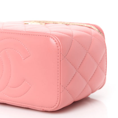 Chanel Lambskin Quilted Small Charming Top Handle Vanity Case With Chain Pink 10 of 12