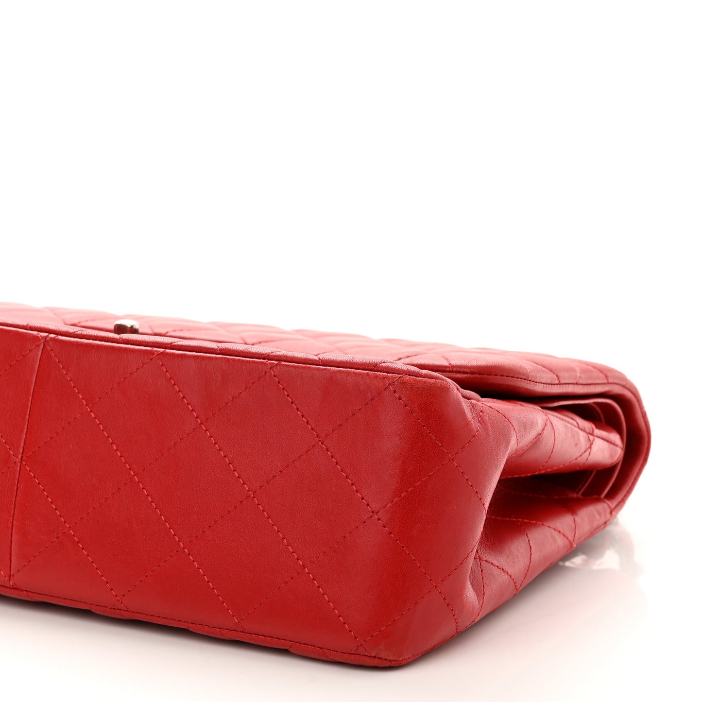 Lambskin Quilted Jumbo Double Flap Red