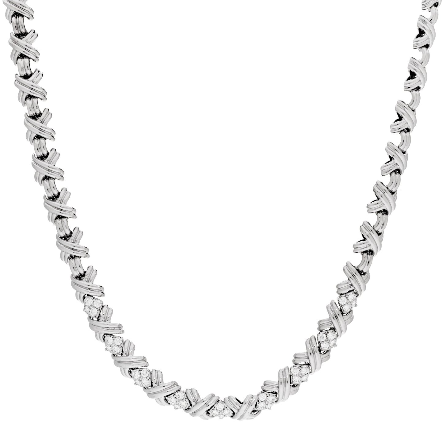 18K White Gold Diamond Signature X Necklace
