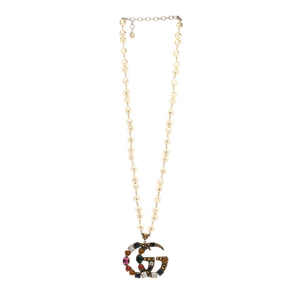 Gucci Crystal Pearl Marmont Necklace Aged Gold Multicolor 3 of 6