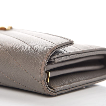 Saint Laurent Grain De Poudre Matelasse Monogram Flap Wallet Fog 11 of 12