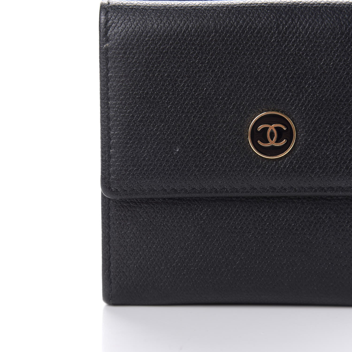 Chanel Grained Calfskin CC Button Flap Wallet Black 11 of 11