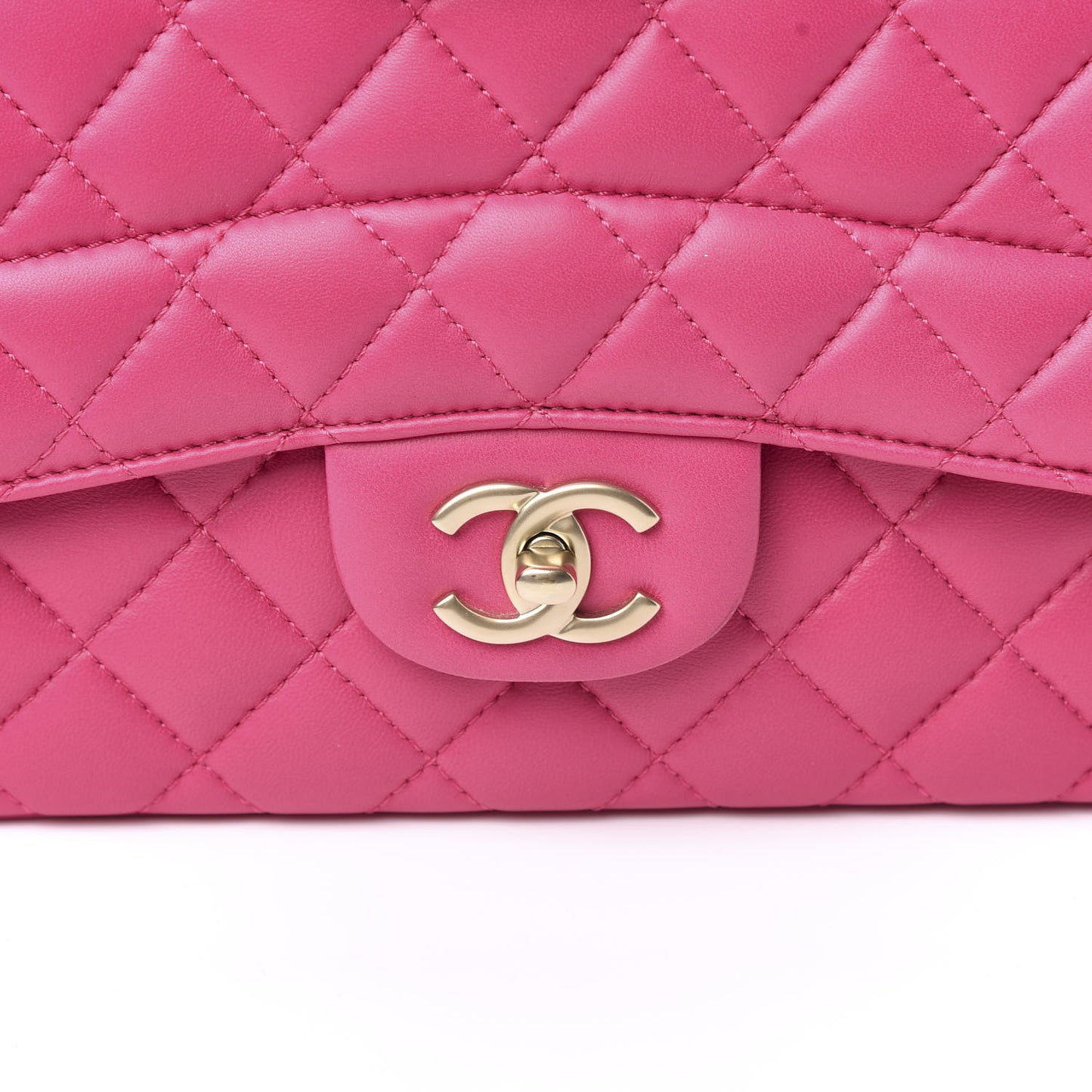Lambskin Quilted Jumbo Mademoiselle Chic Flap Fuchsia