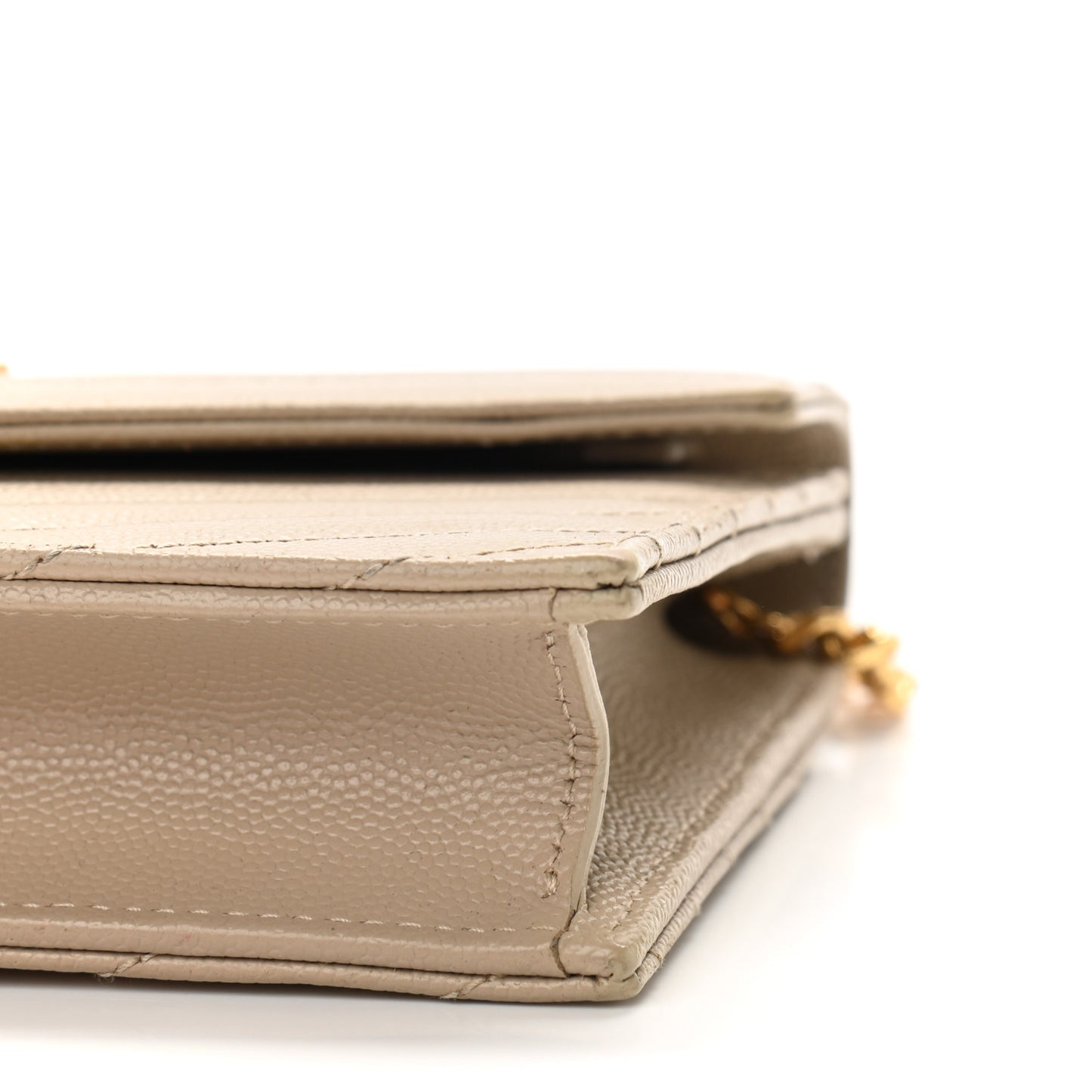 Grain De Poudre Matelasse Chevron Monogram Envelope Chain Wallet Dark Beige